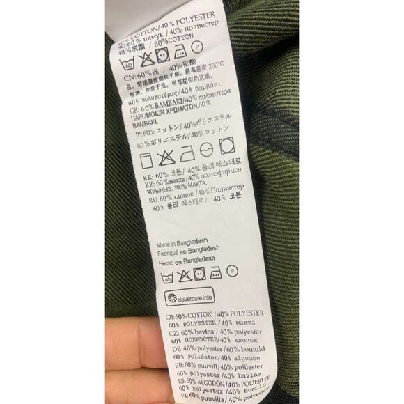 Burnside Men's Size Medium Army Green Black Flannel Shirt Plaid Long Sleeve NWT - Picture 12 of 13